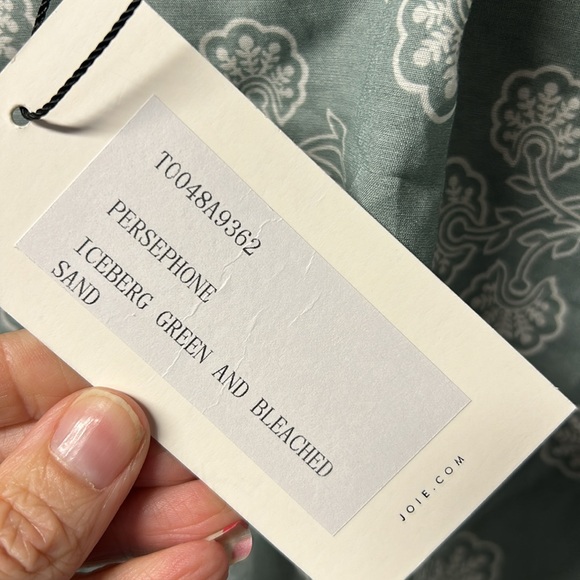 Joie Sage Green Floral Button-Up Cropped Blouse Size Small NWT - Picture 5 of 8